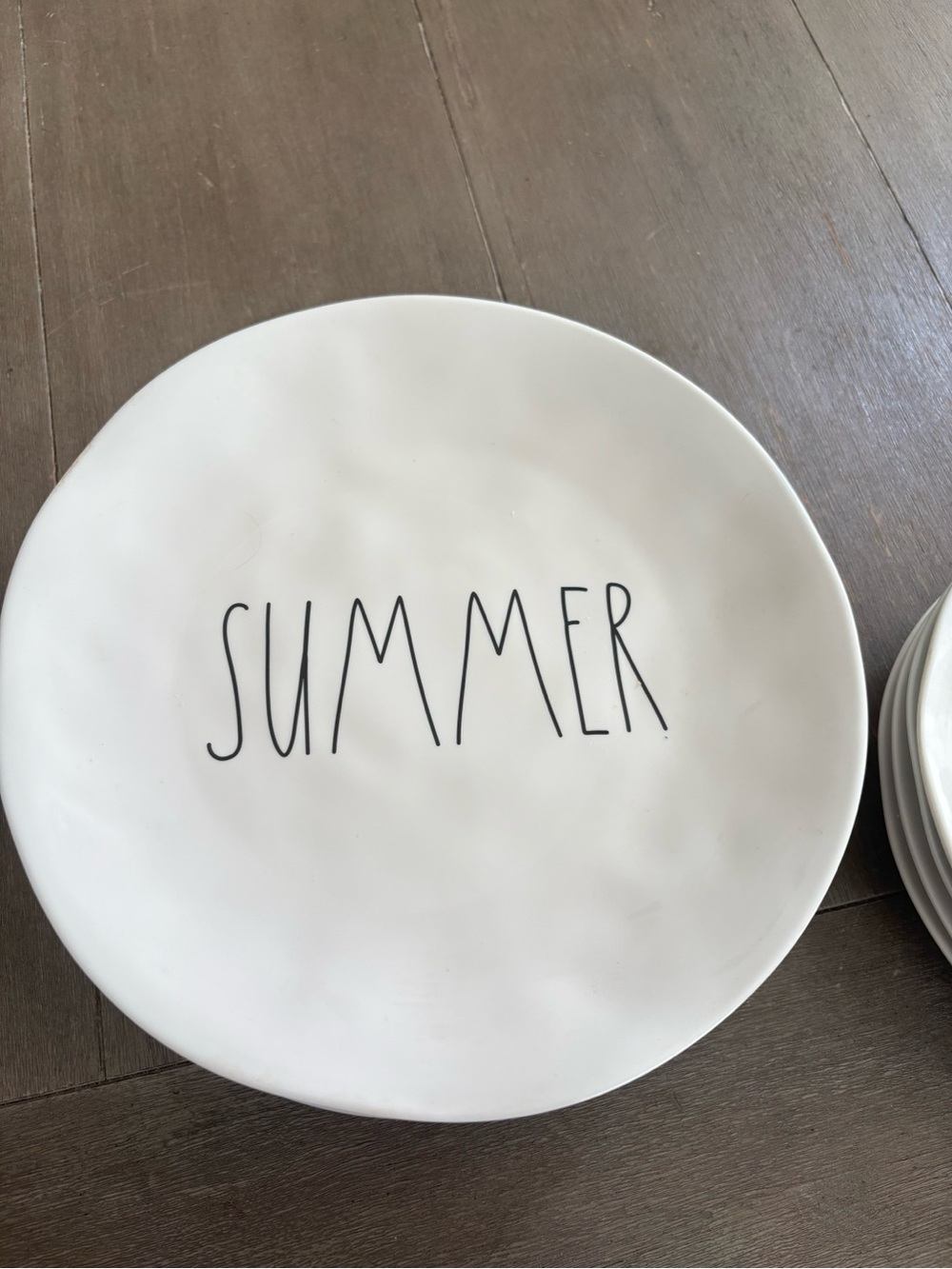 Rae Dunn White Plate with Black "SUMMER" Lettering